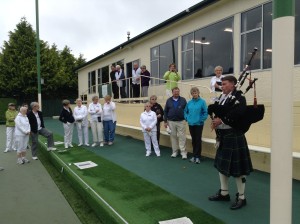 Scottish piper welcomes Oak Bay at Mornington Club in Dunedin, NZ 