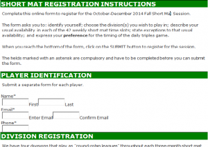 Short Mat Registration Instructions